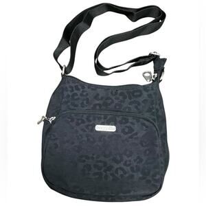Baggallini Leopard Crossbody Bag Charcoal Black EUC